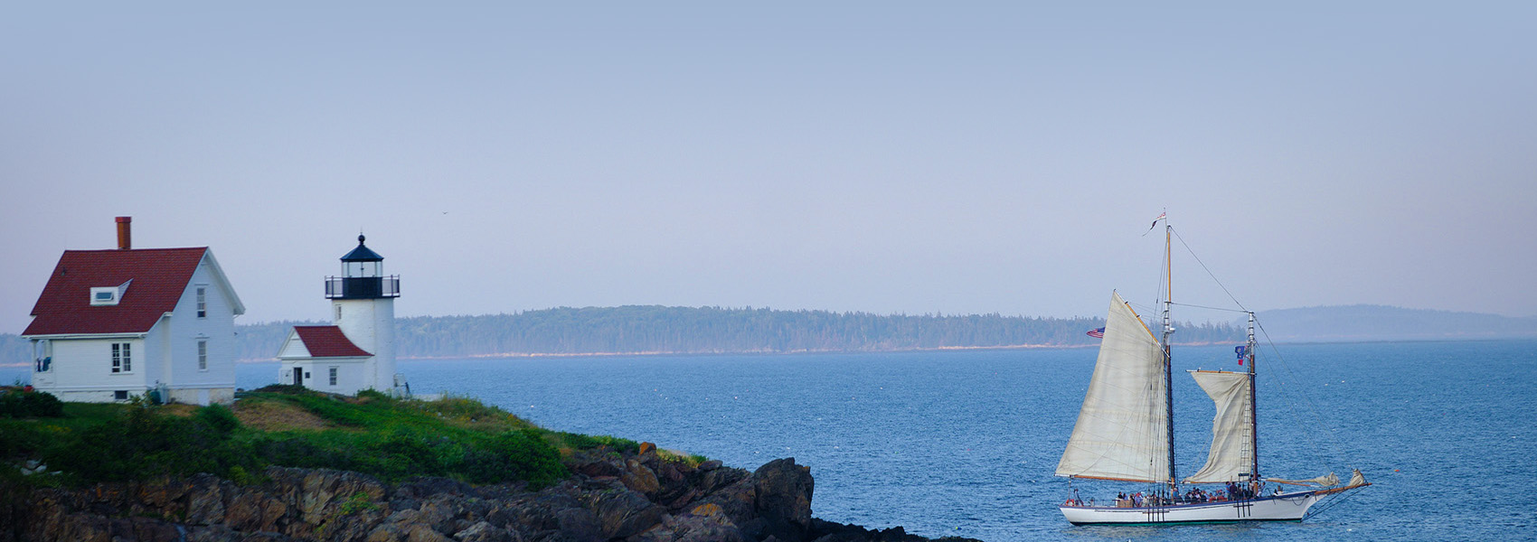 Curtis Island Lighthouse and boat